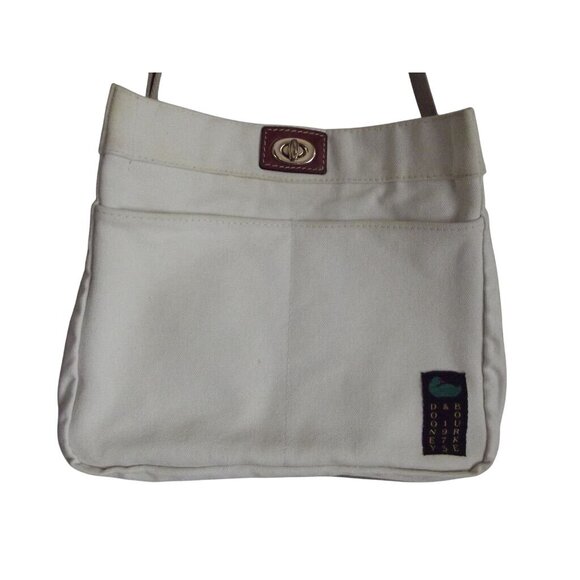 Dooney & Bourke White Canvas Shoulder Crossbody Bag Adjustable Strap & Turn Lock - Picture 5 of 15